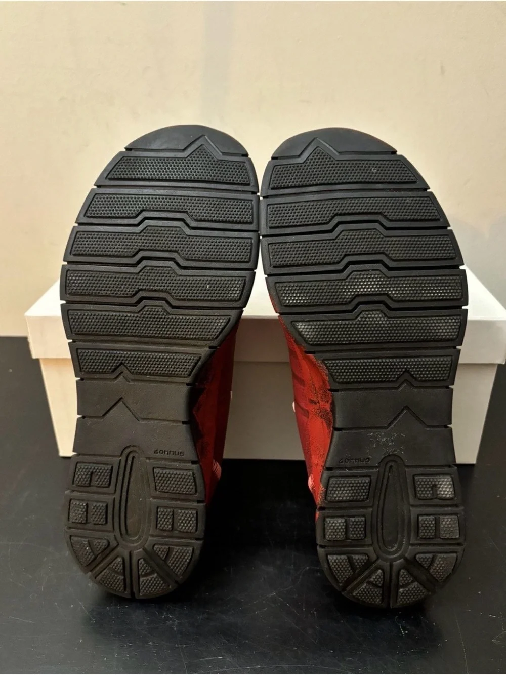 Maison Martin Margiela Cracked Paint Knit Trainer Red Black